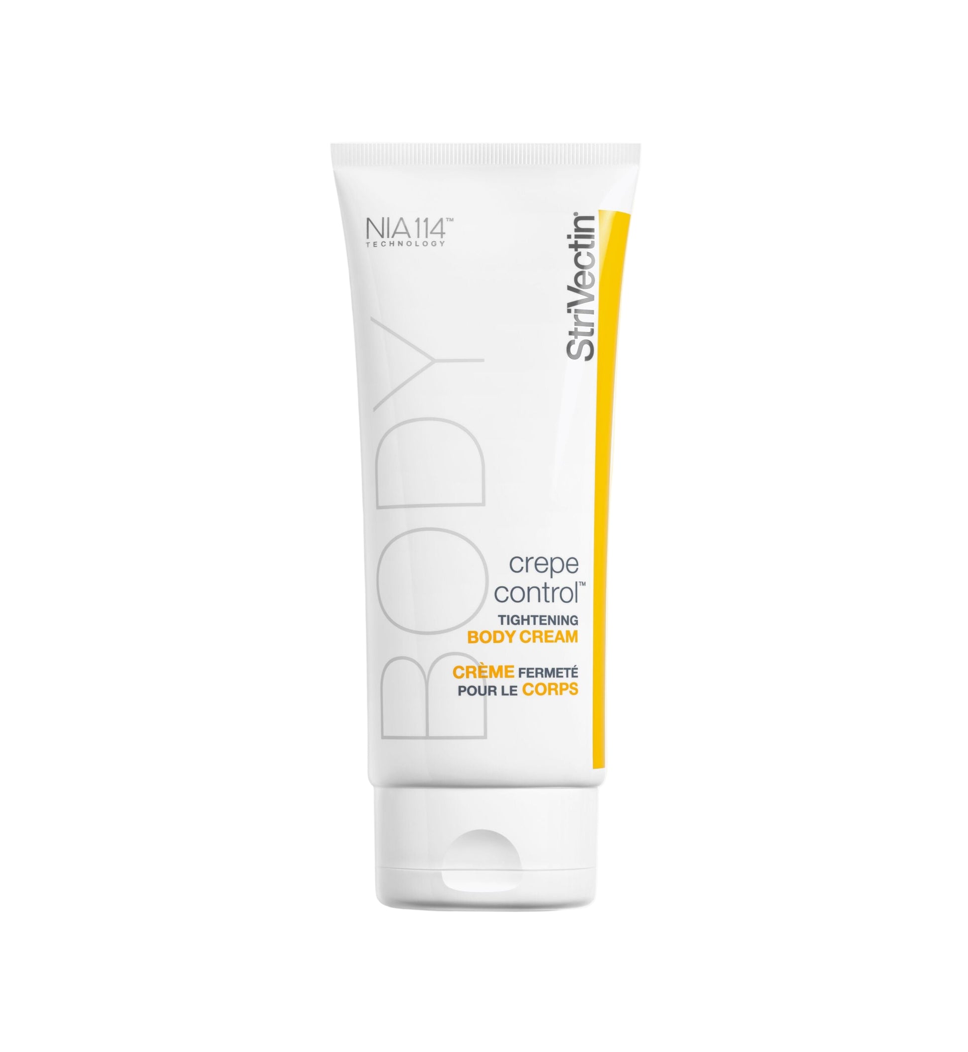 Tube of StriVectin ROXy crepe control cream on a white background with Beauty Bible Award badge.