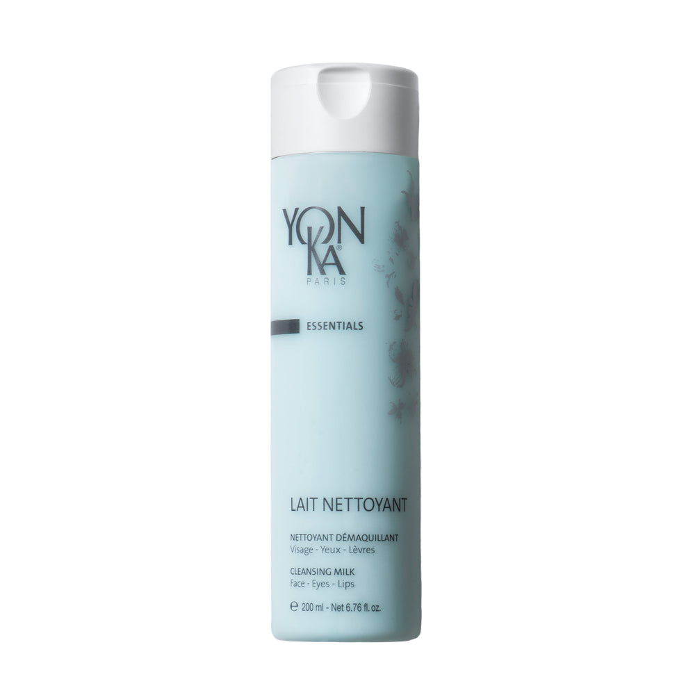 Yon-Ka cleansing milk bottle on a white background